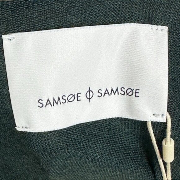 NWT Samsoe 100% Merino Wool Green Crew Neck Lightweight Sweater Mens Size XL New - Picture 2 of 15